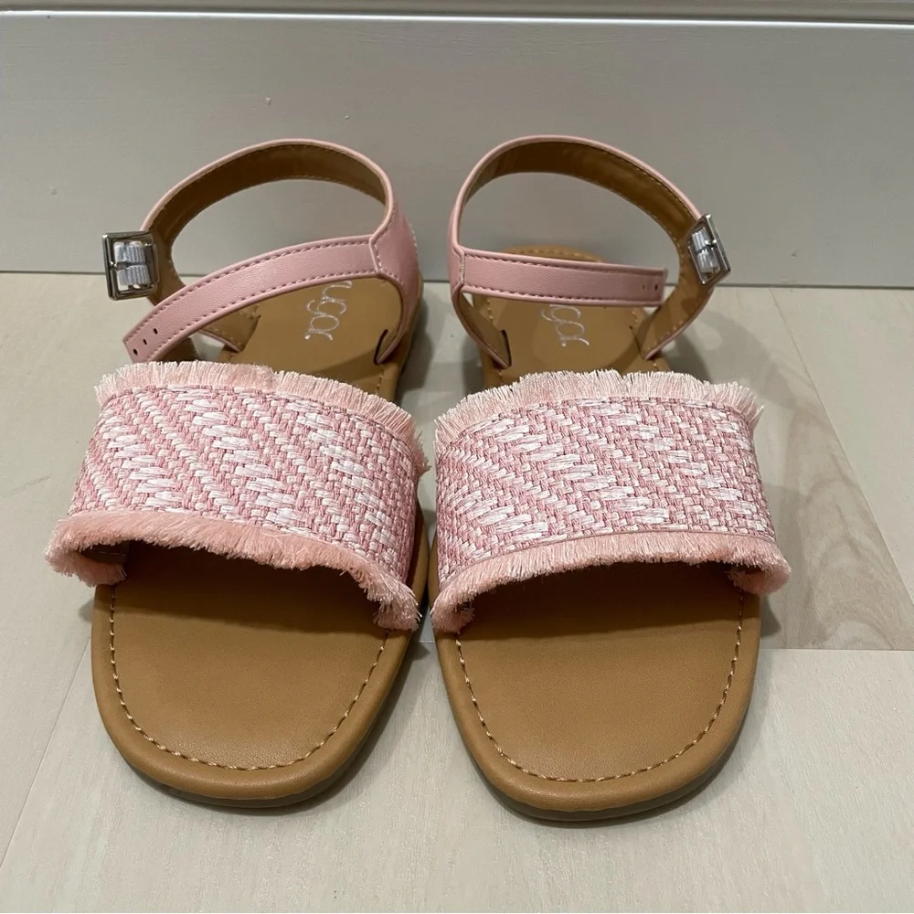 NIB Sugar Girl's Youth Size 4 Kid's Santine 2 Pink Flat Sandals Ankle Strap